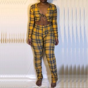 Yellow Plaid 💛💙 Two Piece Pants Set